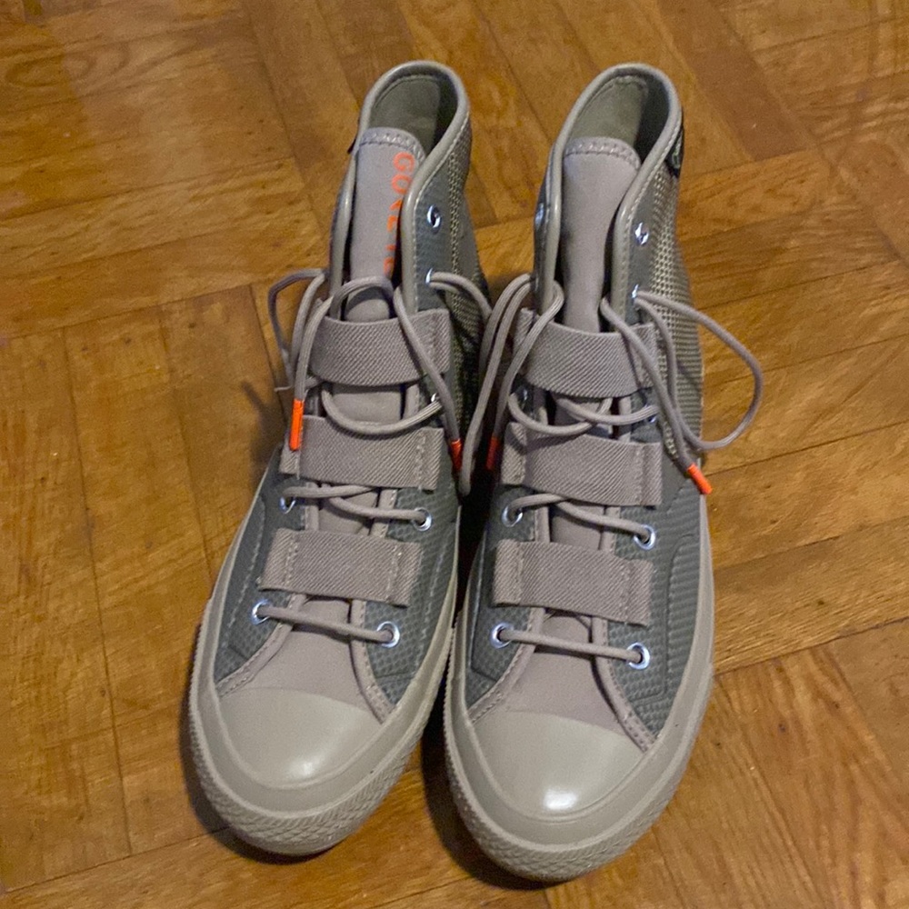 Converse High Top Sneakers Gray with Orange Accents